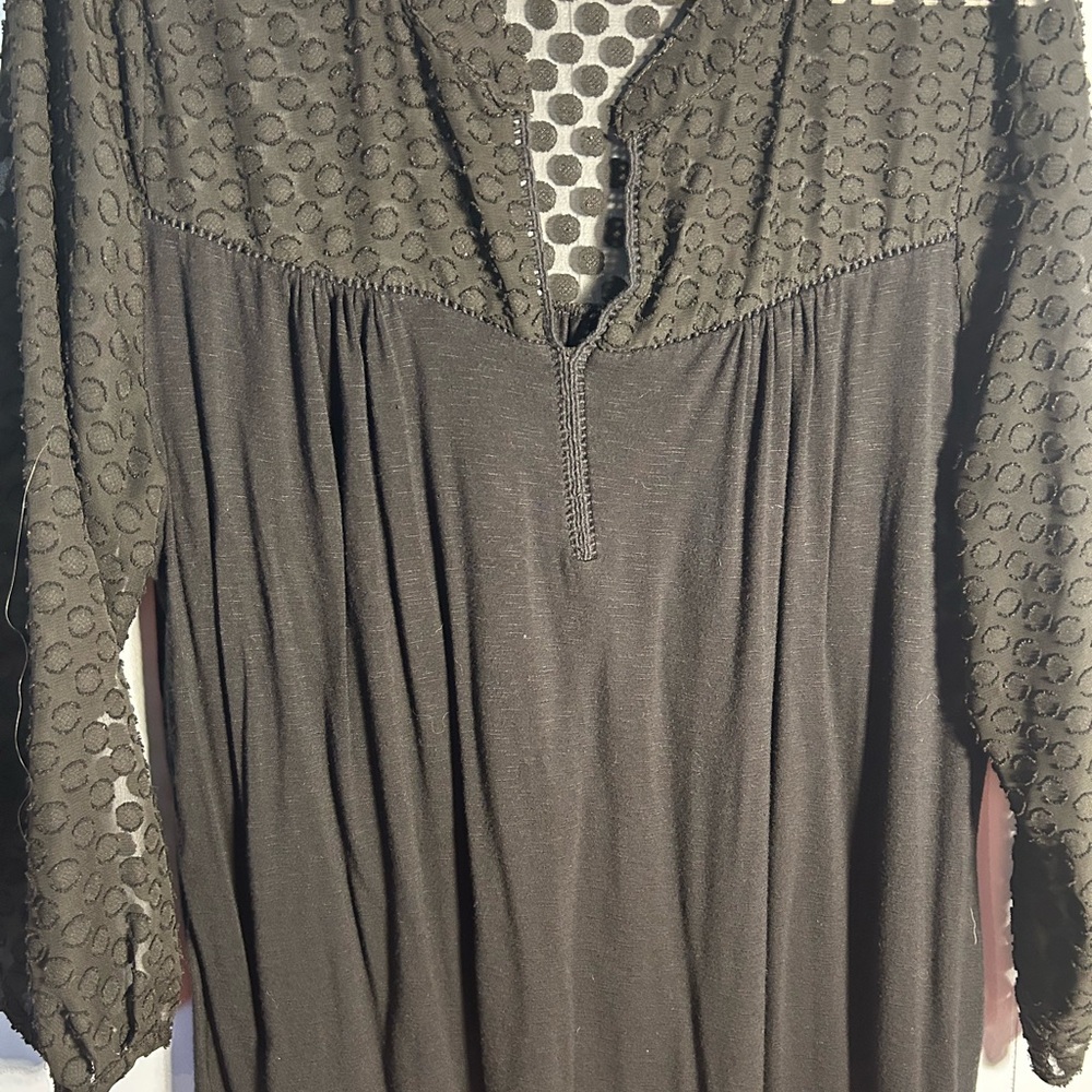 Black Textured Long Sleeve Top size large